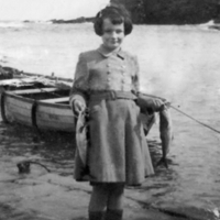 Angela Lewis on the slipway at Brough Harbour -1954.