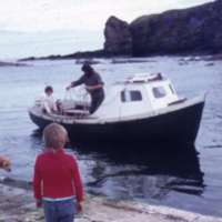 Meeting the boat at Brough Harbour.
